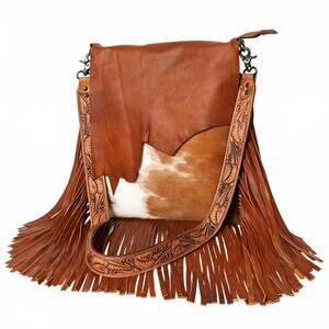 NEW AMERICAN DARLING women's cross body hair-on genuine leather western bag in b